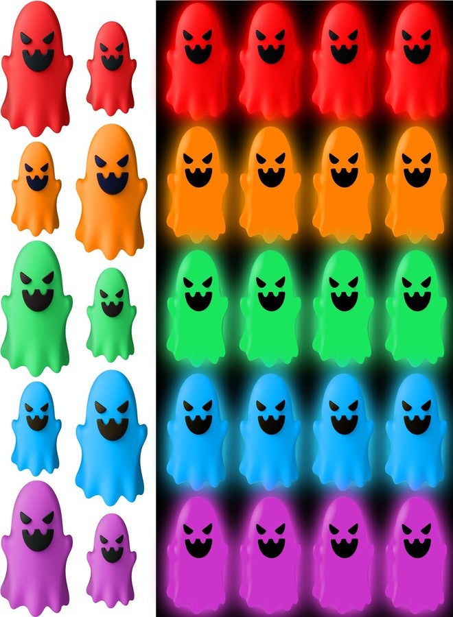 Simgoing 25 Pcs Halloween Glow in The Dark Mini Ghost Figurines, Halloween Treats Non Candy Gifts for Pumpkin Bucket, Luminous Tiny Ghost for Trick or Treat, Hide and Seek Party Favor, Spooky Decor - Image 1